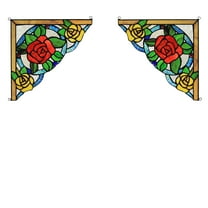RADIANCE goods 2 Pieces Floral Stained Glass Window Panel 9.8"x9.8"