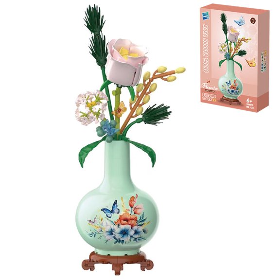 Honchoes Flowers Bouquet Building Set with Vase Not Compatible with Lego Rose for Adults Home Decor 211 Pcs