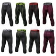 thumbnail image 5 of Men's 3/4 Sport Leggings Quick Dry Yoga Workout Running Fitness Stretch Tights Pants Sportswear 8 Colors, 5 of 5