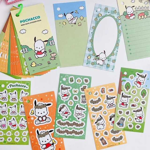 Sanrio Memo Book pegatinas HelloKitty Kuromi cuenta de mano de dibujos animados Diy Goo tarjeta combinación anillo hebilla pegatina juguetes para niños