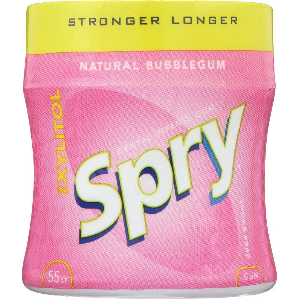 Spry Stronger Longer Bubble Gum Xylitol Gum, 55 Pc