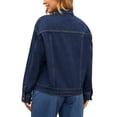 thumbnail image 3 of Chaqueta de mezclilla de mujer de gran tamaño INSPIRE CHIC con botones y bolsillos en el pecho, talla S, azul oscuro, 3 of 6