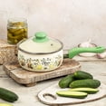 thumbnail image 3 of METALAC Olives Enamel Saucepan with Glass Lid 1.75 Qt (1.65 L) Enameled Steel Pot Sauce Pan, Green, 3 of 7