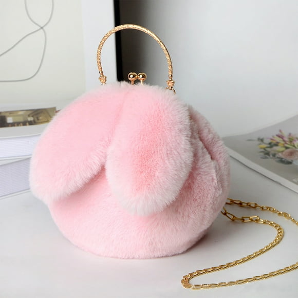Aodebiao Women's Cute Rabbit Ears Crossbody Bag, Soft Mini Tote with Clip Closure, Versatile Handbag for Daily Use/Gift