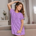 thumbnail image 3 of Pofeuu Lilac Glittering Print Women's Loose Fit Short Sleeve Nightgown, Comfortable Sleep Dress for Women, Casual Lounge Sleepwear, Soft Cotton Sleep Dress, 3 of 6