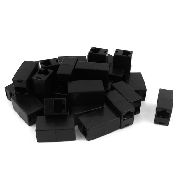 Unique Bargains 25 Pcs RJ45 8P8C CAT5 Network Cable Connector Extender Plug Coupler Joiner Black
