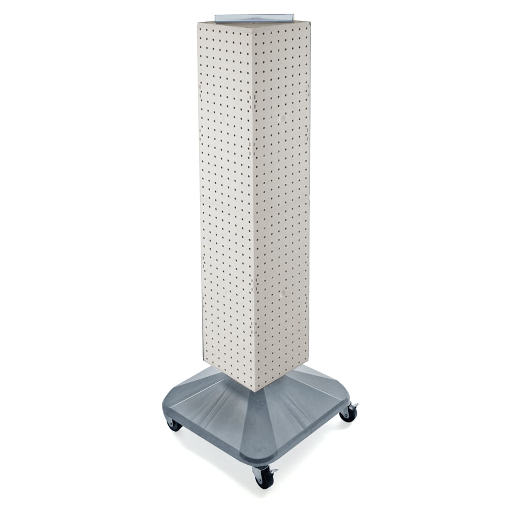 5'H Rotating Pegboard Display Tower with Base and Top - Four-Sided 