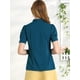 thumbnail image 5 of Camisa de manga Corta Allegra K con cuello de Lazo para Mujer blusa de encaje Frontal Azul S, 5 of 6