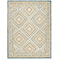 SAFAVIEH Aspen Caitriona Geometric Diamonds Wool Area Rug, Navy/Gold, 10' x 14'