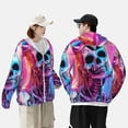 thumbnail image 4 of Gaeub Neon Skull With Milkshake Men's and Women's UPF 50+ Long-Sleeved Sun Protection Clothing, Fishing Shirt Long Sleeve Zip-X-Large, 4 of 7