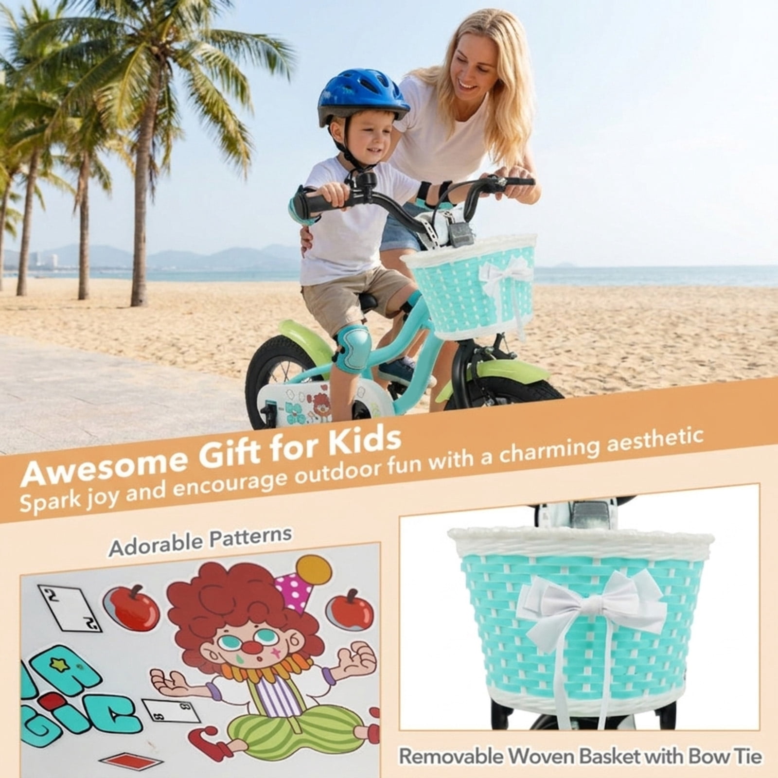 Redsmile Kids Bike 12 Inch with Training Wheels and Basket for Boys Girls Ages 3-4, Toddler Bicycle with Adjustable Seat, Coaster Brake, Beginner Trainer Bike, Green