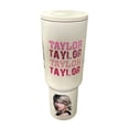 thumbnail image 4 of Termo de acero inoxidable color blanco mate, Taylor Swift, de 1.2 litros con agarradera de silicona, 4 of 4