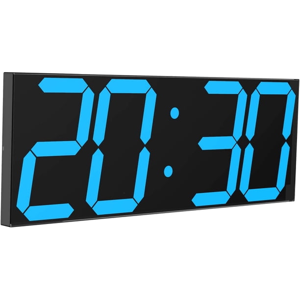Reloj LED digital, reloj LED digital de 6 pulgadas, reloj de cuenta regresiva / cuenta regresiva remota, atenuador automático, calendario grande y termómetro (azul hielo) JAMW Sencillez