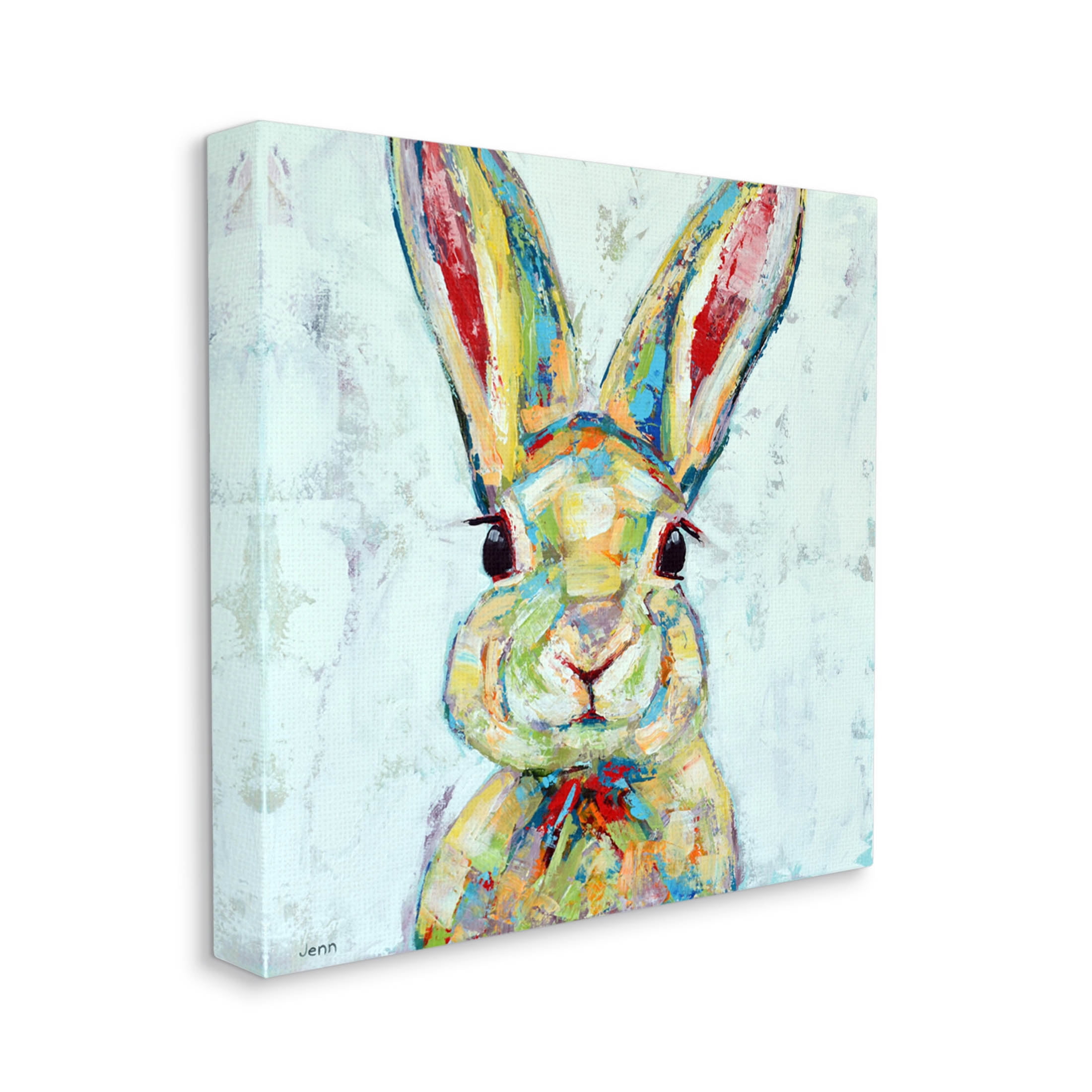 Bunny Wildlife Modern Portrait Animals & Insects Painting Gallery Wrapped Canvas Print Wall Art