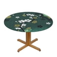 thumbnail image 2 of YFYANG Round Fitted Table Cloth, Waterproof Green Vintage Flower Texture Pattern Polyester Table Cover, Indoor Outdoor Decorative Tablecloths with Elastic Edge, 2 of 7