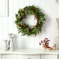 thumbnail image 3 of Nearly Natural Cedar Eucalyptus Berries Plastic Unlit Wreath, 24" (Green), 3 of 4