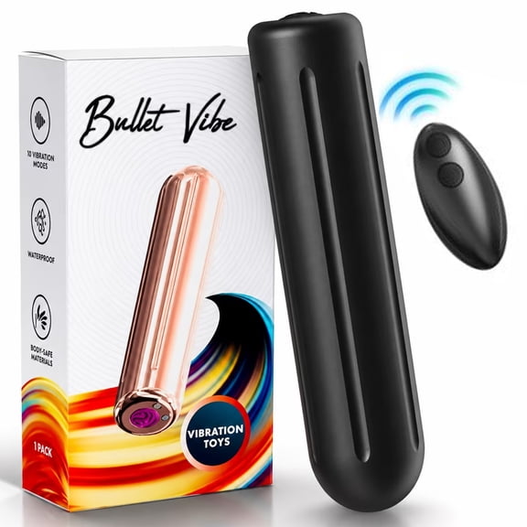 Velvet Bliss Vibrating Bullet Massager with Remote Control, 9 Vibration Settings Waterproof Soft Touch, Black