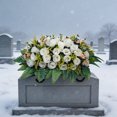 thumbnail image 5 of Roiihwy Memorial Day Decor Artificial Satin Saddle Flower, Tombstone Decoration, Cemetery Grave Memorial Flower, 23.6in White, 5 of 7