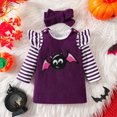 thumbnail image 2 of NOLDARES My First Halloween Baby Girl Outfit Newborn Pumpkin Romper Bell Bottom Pants Headband Outfits Set(Purple,18-24 Months), 2 of 9