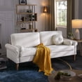 thumbnail image 2 of Living Room Sofa,3-Seater Sofa , With Copper Nail On Arms ,Three Pillow,White, 2 of 9