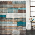 thumbnail image 3 of Turquoise Brown Waterproof Fabric Shower Curtain,Vintage Country Ombre Wooden Grain Waterproof Fabric Shower Curtain for Bathroom Curtains Bathtubs Hotel Shower Curtains with 12 Hooks Small 36x72in, 3 of 8