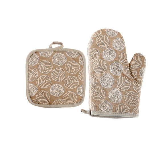 geerera Thickened Oven Mitt and Insulation Pads, Microwave Gloves,Heat Resistant, Suitable for Kitchens Restaurants Bakeries Outdoor Barbecues