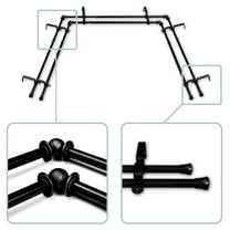 5/8" Dia Bay Window Double Curtain rod, Adjustable 20"-36", 38"-72" - Black,(DP063Bay-2D)