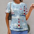 thumbnail image 3 of Lighthouse Sailboats Seagulls-1 Women's T-Shirt Short Sleeve T Shirts Tops Tee Ladies Loose T, 3 of 7