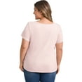 thumbnail image 3 of DARING DIVA Women's Plus Crochet Trim V Neck Blouse 2X Light Pink, 3 of 5