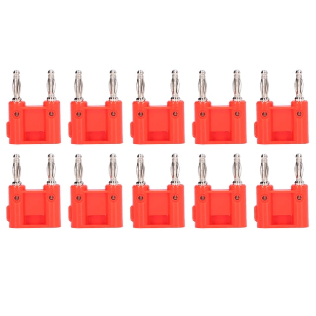 10Pcs 2 Way Banana Plug Brass PE Double Banana Socket for Electronic Instruments AutomobilesRed