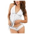 thumbnail image 1 of Gibobby Lenceria mujer sexy Conjunto de lencería sexy para mujer con liguero, brasier de encaje y bragas conjunto de tirantes exóticos(Blanco, XG), 1 of 5
