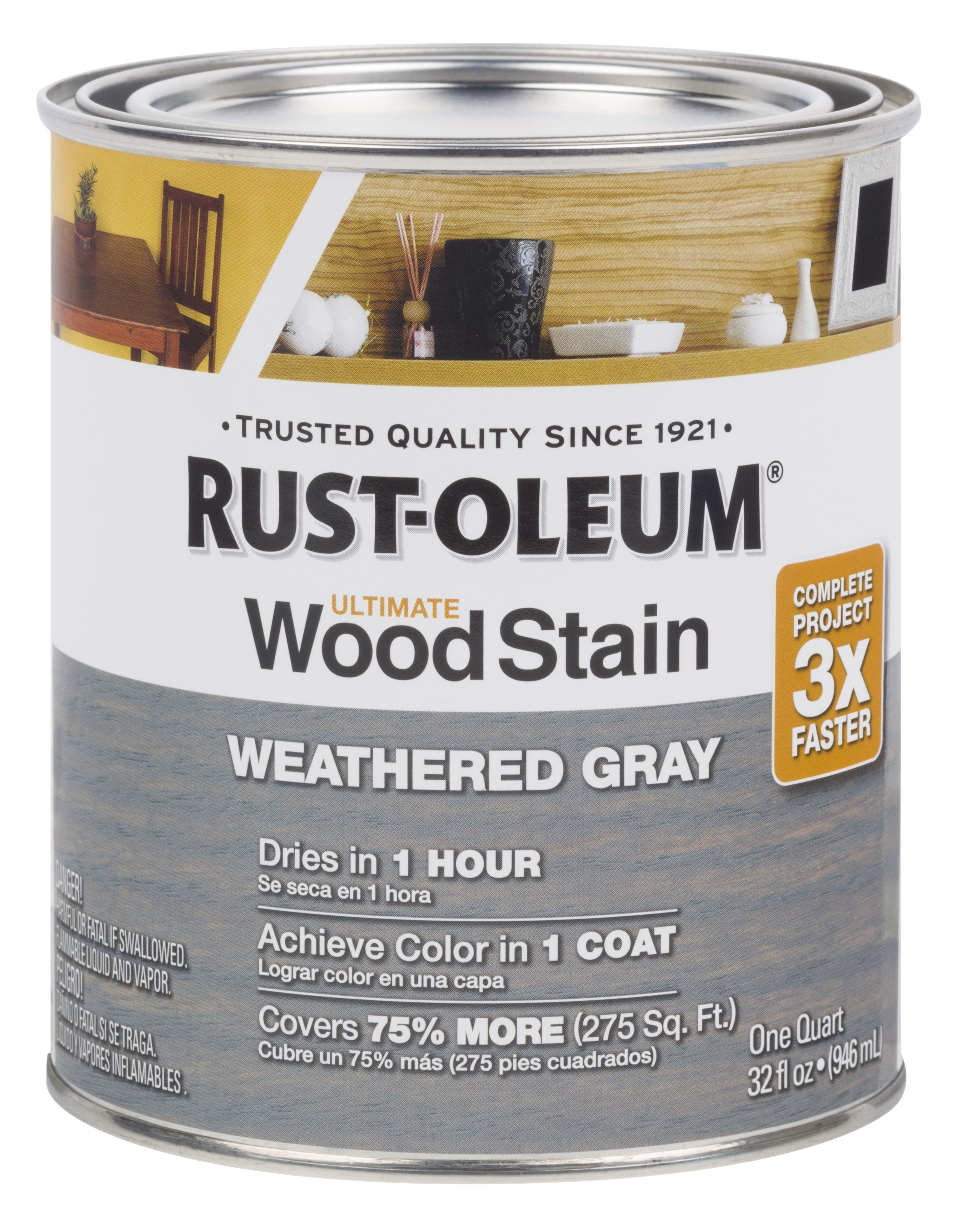 Rust Oleum Weathered Gray Ultimate Wood Stain Quart Walmart Com Walmart Com