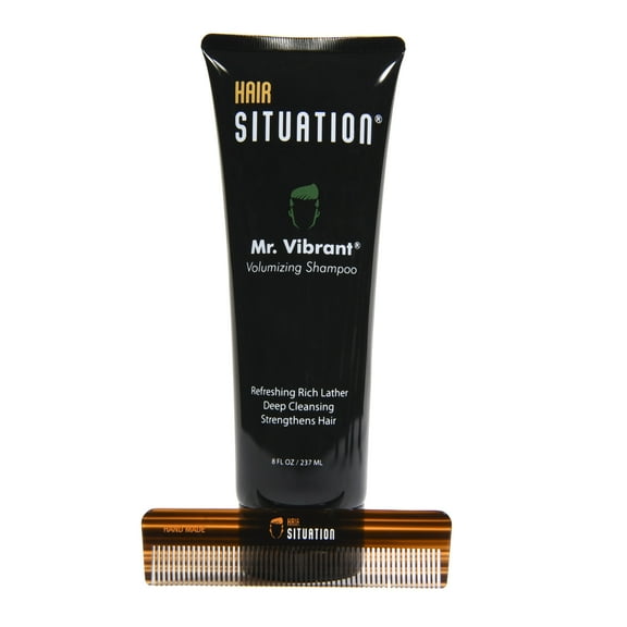 Hair Situation Mr. Vibrant Volumizing Daily Shampoo & Hand Made Pocket Size Comb 8oz