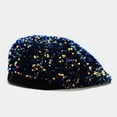 thumbnail image 3 of Dyfzdhu Autumn Winter Sequins Beret Cap Thermal Warm Outdoor Women Adult Painter Hat Blue, 3 of 3