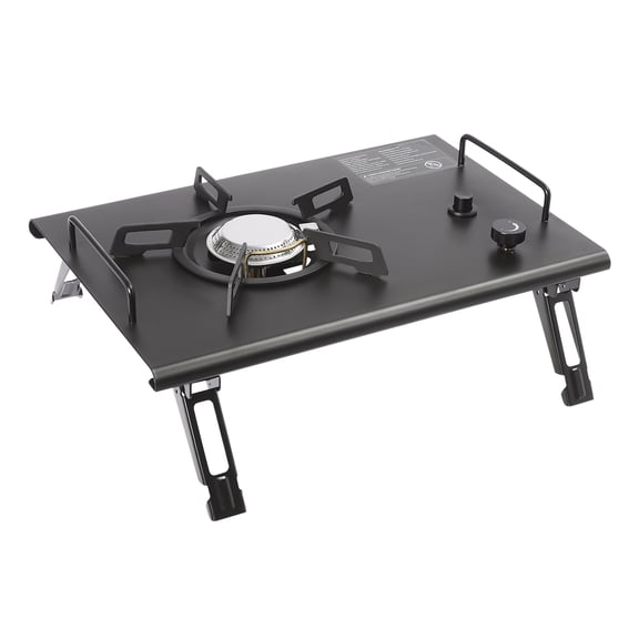 Dwellnix Portable Outdoor Gas Stove, Foldable Design with Ignition for Camping & Hiking, Propane & Butane Compatible Burner with Safety Shield for Stable Cooking