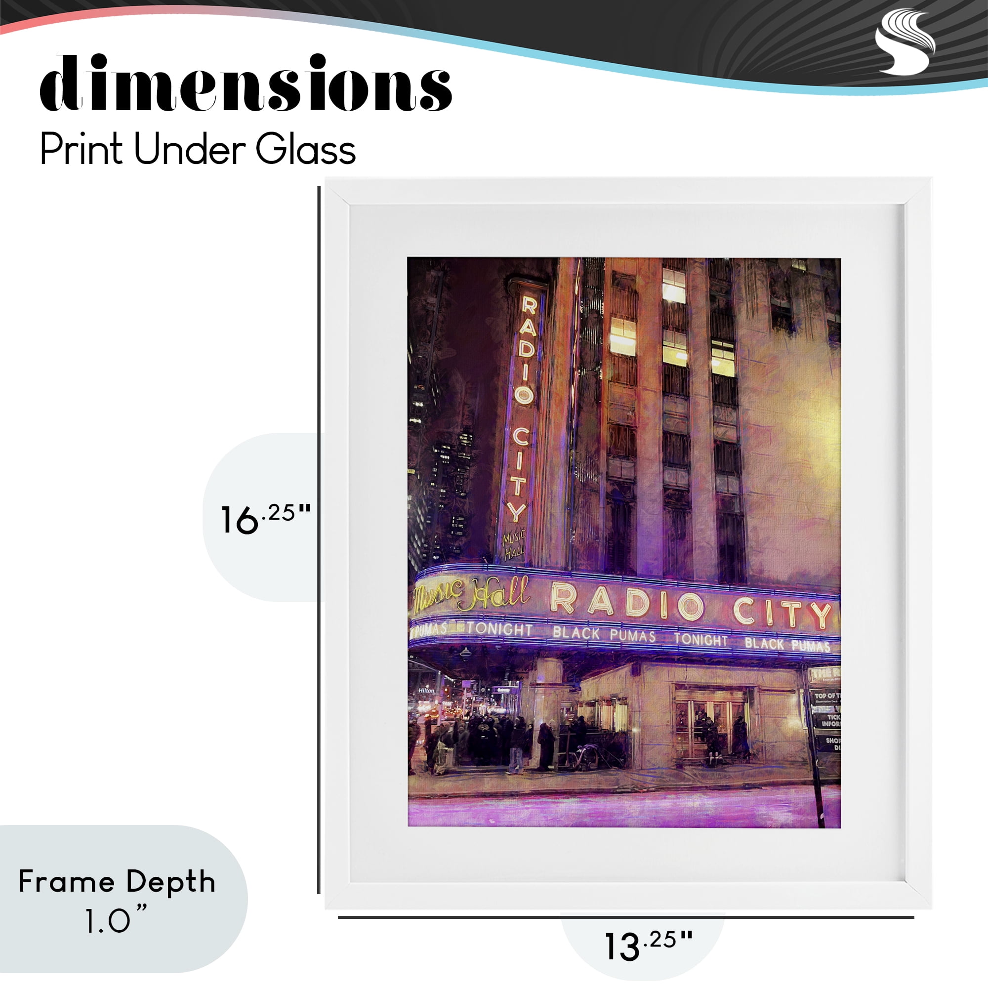 Stupell Industries Radio City Music Hall White Framed Print Under Glass, design by Grotto Studios