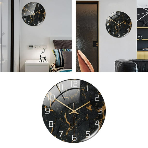 Reloj de pared de estilo nordico con estampado de marmol pulgadas funciona redondo decorativo silencioso sin tictac para sa de Negro Baoblaze Reloj de pared Walmart en linea