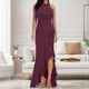 thumbnail image 3 of Vestido largo sin mangas con volantes y abertura para mujer - Vestido de noche sexy con abertura, poliéster-spandex, S-XXL, 3 of 5