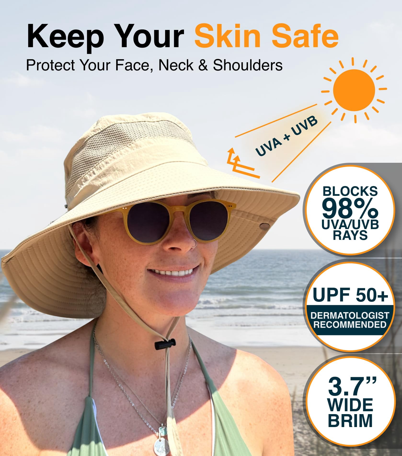 Pett Packable beach hat, sun hat, hunting hat for men and women, beige