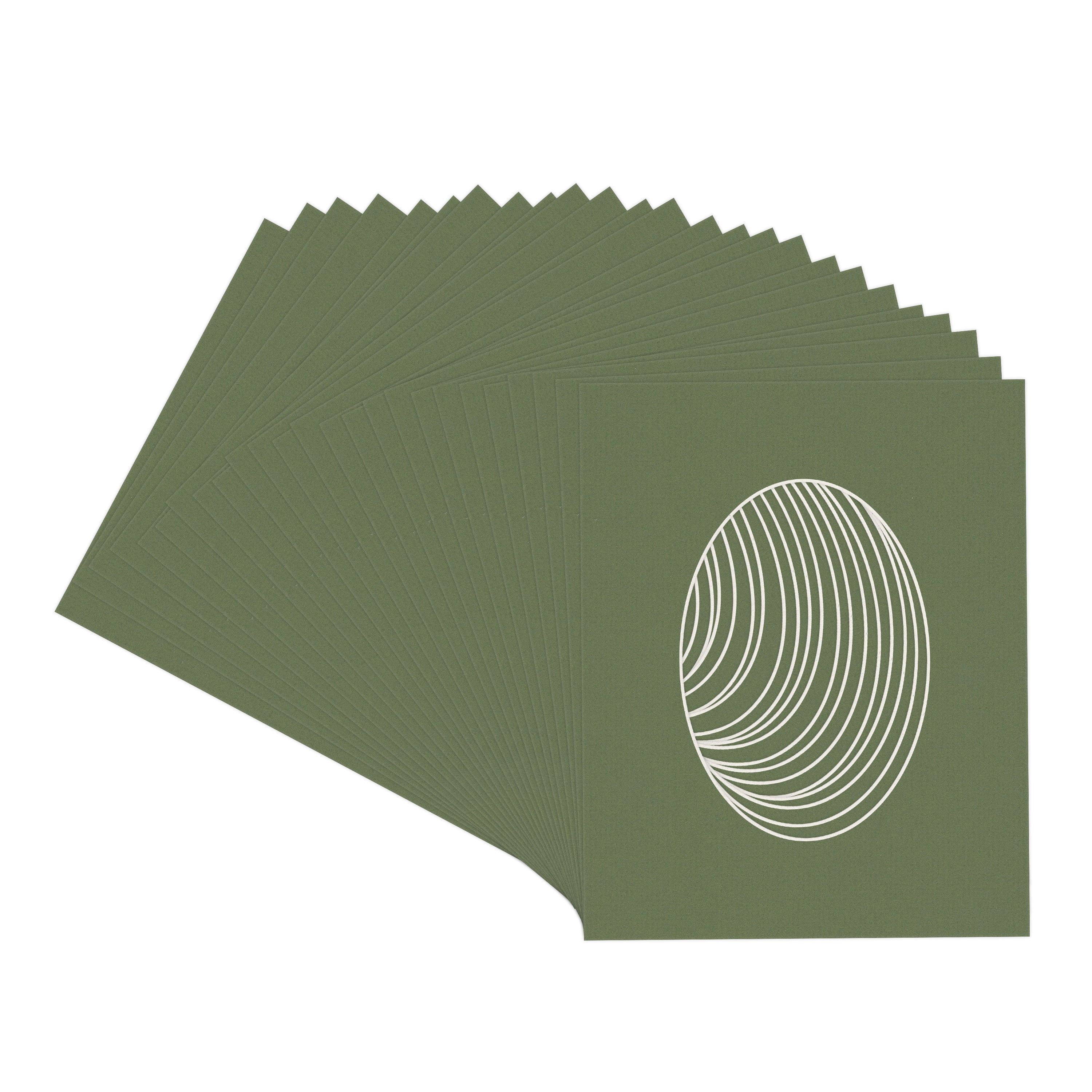 Dill Green Picture Frame Mat for 18x24 Frames - Oval Opening for 15x22 Photos - 25 Mats