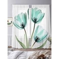 thumbnail image 3 of Teal Tulips Sheer Curtains for Living Room Bedroom, Light-filtering Sheer Curtain, Floral Green Leaf Rod Pocket Voile Window Treatment Drapes, 52’’Wx108’’L, 2 Panels Set, 3 of 7