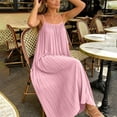 thumbnail image 4 of ClodeEU Women's Spaghetti Strap Pleated Midi Dress,Casual Loose Fit Flowy Summer Sundress Pink,Women's Plus M, 4 of 7