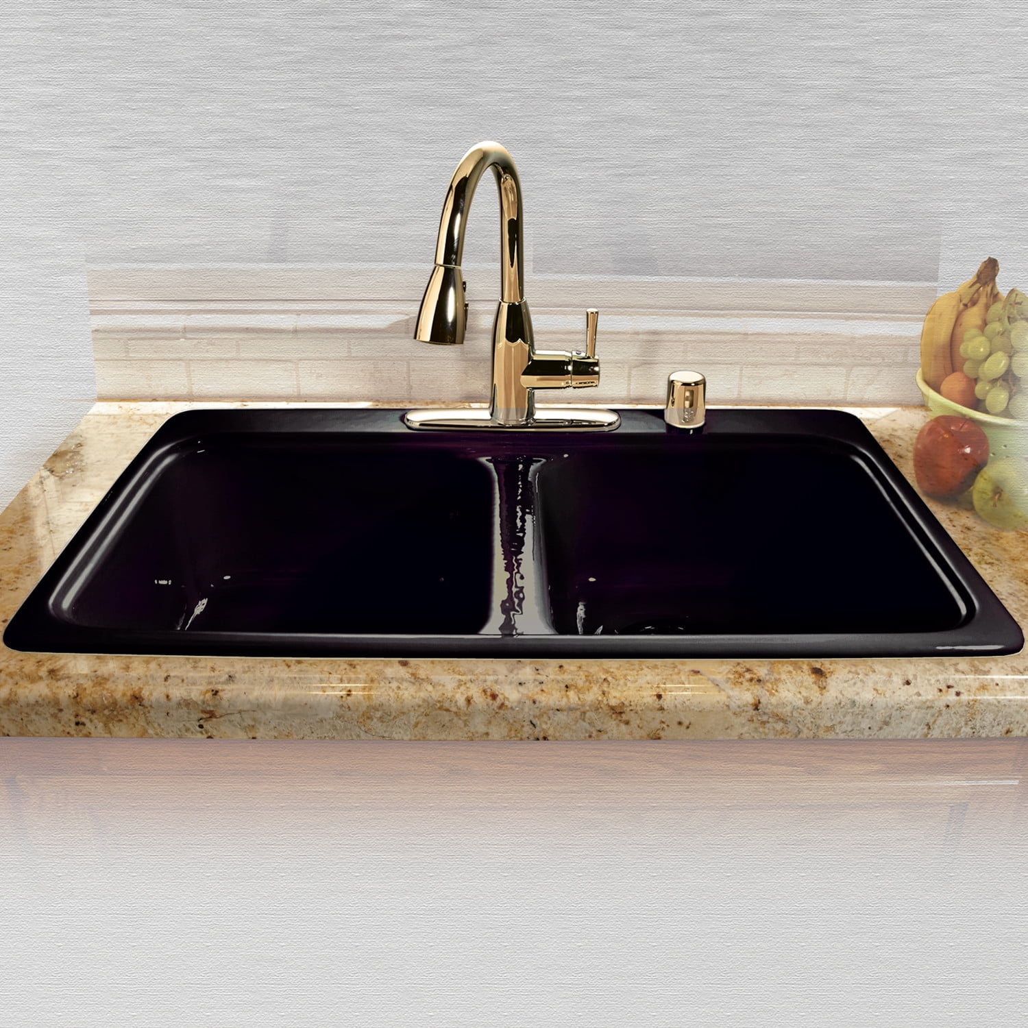 Miseno Mci454Tm 33" Double Basin Drop In Cast Iron Kitchen Sink