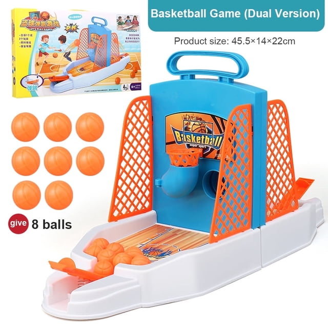 Basketball Shooting Game Toy Mini Finger Desktop Table Basketball Games Set with Basketball Court Plastic Board Game for Kids and Adults Double