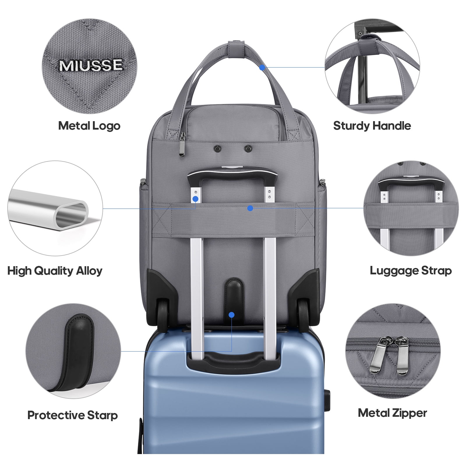 MIUSSE Underseat Carry on Luggage 16 Inch Soft Sided Luggage with Wheels and TSA Lock Airline Approved Small Suitcase for Men Women