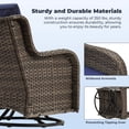 thumbnail image 4 of Naipo 3-Piece Swivel Rocking Rattan Chair Outdoor, Patio Bistro Furniture Conversation Set, Cushioned Wicker Chair with Glass Coffee Table(Grey, Blue), 4 of 8