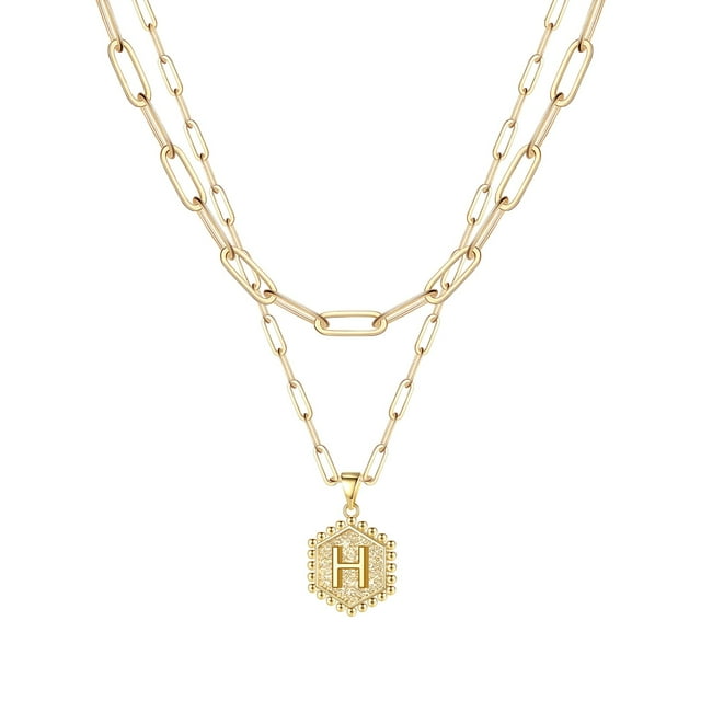 Kcodviy Collier Hexagonal Initiale 26 Bijoux pour Femmes Colliers pour E Colliers Femmes A Z 26 Collier Breloques Initiale Alphabet Colliers Dorés Pendentif pour Hommes pour Femmes