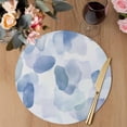 thumbnail image 3 of Blue Round 13 Inch Placemats Set of 2, Watercolor Abstract Geometric Art HeatResistant Non Slip Place Mats for Dining Table, Wipeable Braided Kitchen Table Mats for Housewarming, 3 of 9