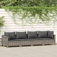 thumbnail image 1 of vidaXL 4 Piece Garden Lounge Set with Cushions Grey Poly Rattan, 1 of 5