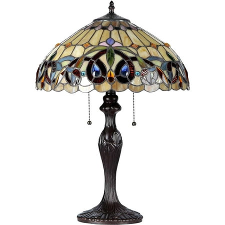 Chloe Lighting Serenity Tiffany-Style 2-Light Victorian Table Lamp with ...